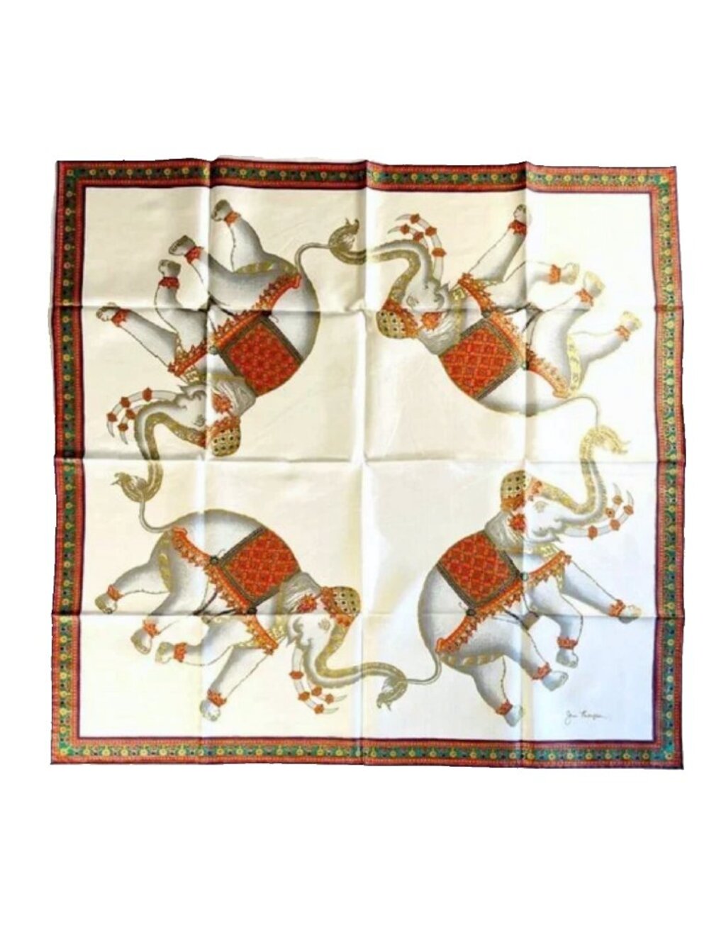 Jim Thompson Thai Silk Elephant Scarf NWT Thailand Heritage Print